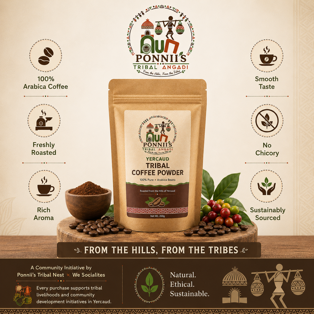 Yercaud Tribal Coffee Powder 500g - Image 3